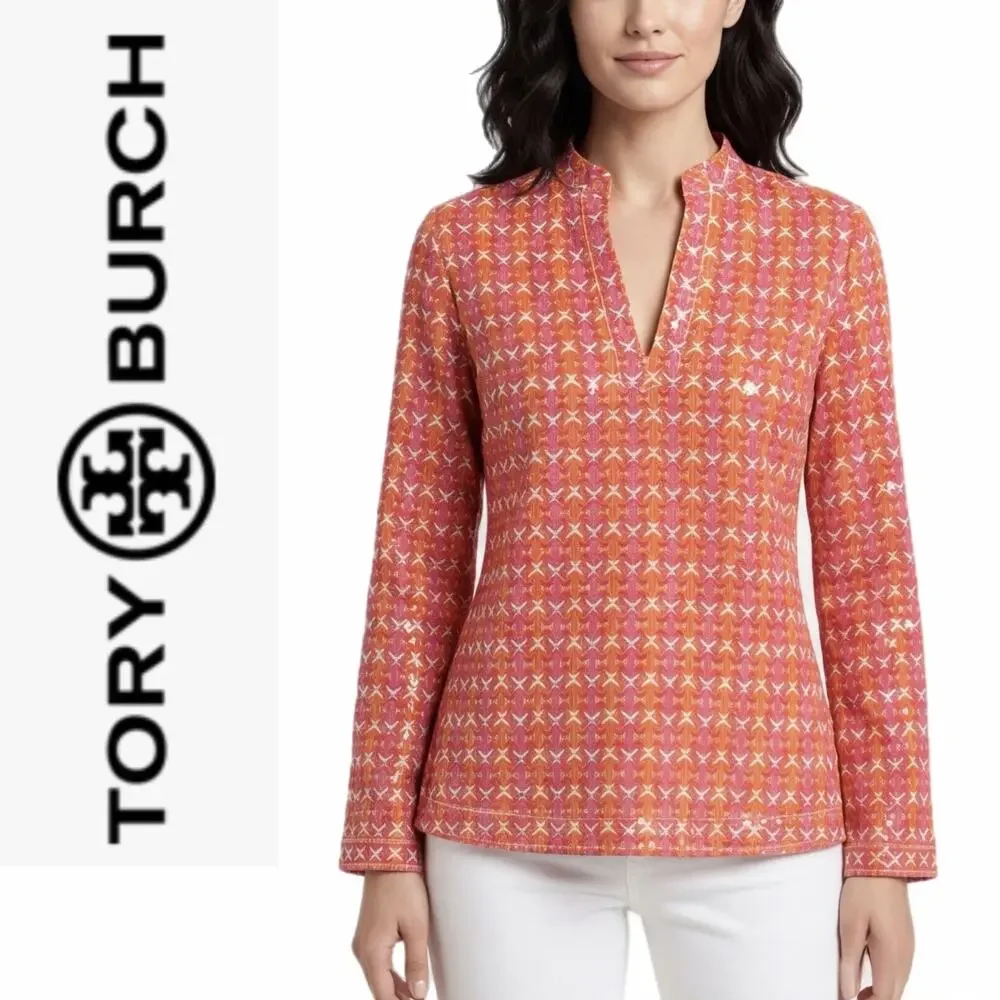 Tory Burch Stephanie Sequin Sparkle Blouse | Size 4